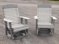 Set of Swivel Contoured Gliders in Light Grey and Dark Grey Poly Lumber